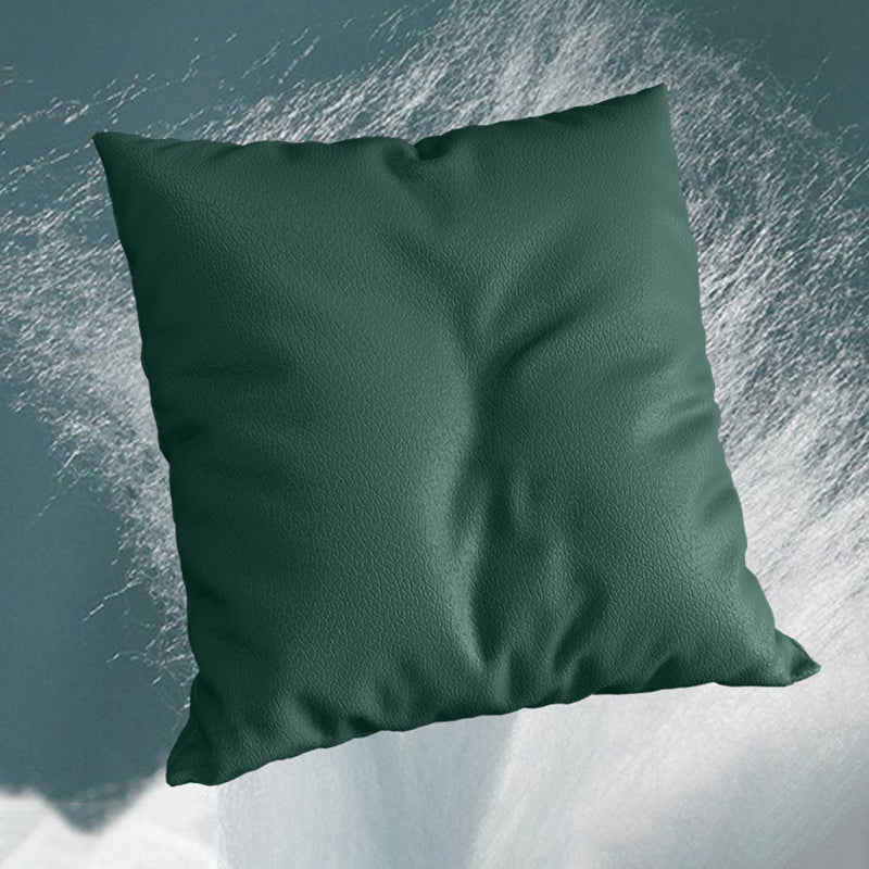 Forest Green Genuine Leather Square Arm Settee Furniture with Pillows Clearhalo 'furn' 'furn_sectionals' 'Furniture' 'furniture_sectionals' 'kitchen' 'kitchen_sectionals' 'Living Room Furniture' 'Sectionals' 4773601