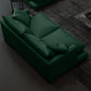 Forest Green Genuine Leather Square Arm Settee Furniture with Pillows 59"L x 38"W x 37"H Down Clearhalo 'furn' 'furn_sectionals' 'Furniture' 'furniture_sectionals' 'kitchen' 'kitchen_sectionals' 'Living Room Furniture' 'Sectionals' 4773604