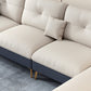 Beige Contemporary Faux Leather Sofa with Recessed Arm 30.7" Clearhalo 'furn' 'furn_sectionals' 'Furniture' 'furniture_sectionals' 'kitchen' 'kitchen_sectionals' 'Living Room Furniture' 'Sectionals' 4773623