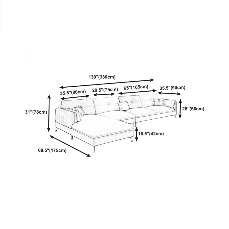 Beige Contemporary Faux Leather Sofa with Recessed Arm 30.7" Clearhalo 'furn' 'furn_sectionals' 'Furniture' 'furniture_sectionals' 'kitchen' 'kitchen_sectionals' 'Living Room Furniture' 'Sectionals' 4773634