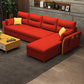 Modern Convertible Futon Sofa Bed 4-seater Settee Furniture with Bolster Pillows Cotton Blend Red Clearhalo 'furn' 'furn_sectionals' 'Furniture' 'furniture_sectionals' 'kitchen' 'kitchen_sectionals' 'Living Room Furniture' 'Sectionals' 4773637