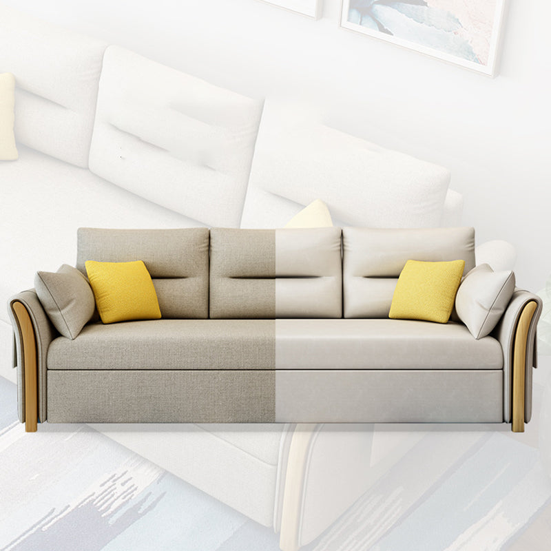 Modern Convertible Futon Sofa Bed 4-seater Settee Furniture with Bolster Pillows Clearhalo 'furn' 'furn_sectionals' 'Furniture' 'furniture_sectionals' 'kitchen' 'kitchen_sectionals' 'Living Room Furniture' 'Sectionals' 4773644