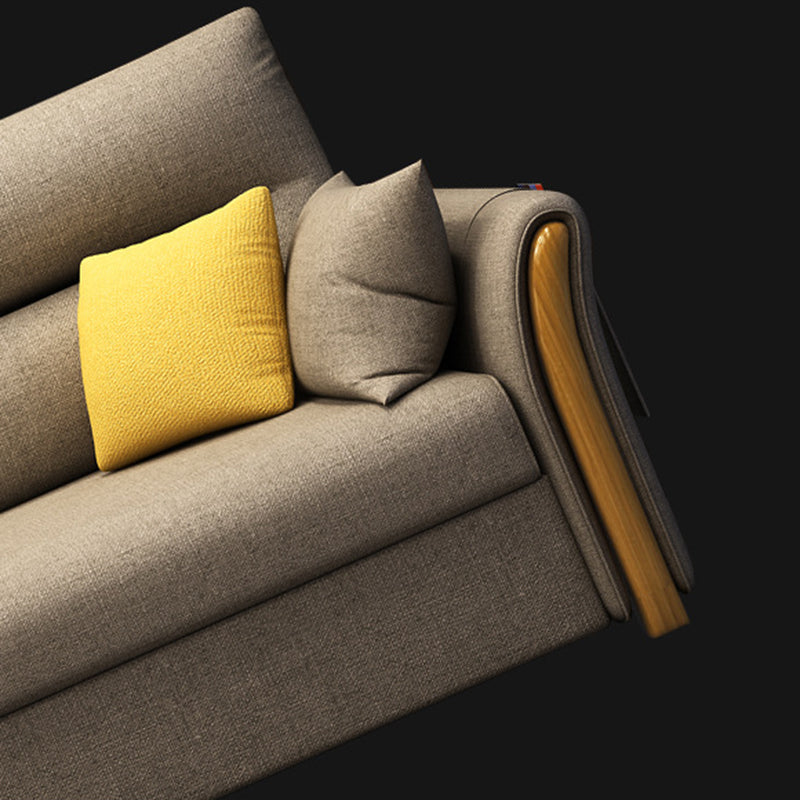 Modern Convertible Futon Sofa Bed 4-seater Settee Furniture with Bolster Pillows Clearhalo 'furn' 'furn_sectionals' 'Furniture' 'furniture_sectionals' 'kitchen' 'kitchen_sectionals' 'Living Room Furniture' 'Sectionals' 4773649