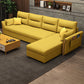 Modern Convertible Futon Sofa Bed 4-seater Settee Furniture with Bolster Pillows Cotton Blend Yellow Clearhalo 'furn' 'furn_sectionals' 'Furniture' 'furniture_sectionals' 'kitchen' 'kitchen_sectionals' 'Living Room Furniture' 'Sectionals' 4773655