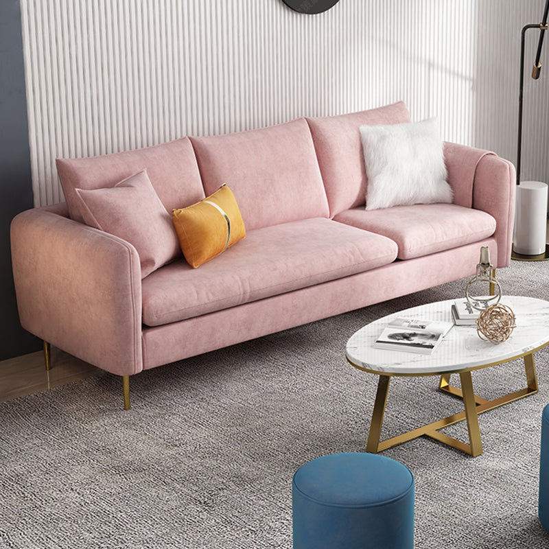 Scandinavian Velvet Sofa with 3 Pillows and Storage for Apartment Clearhalo 'furn' 'furn_sectionals' 'Furniture' 'furniture_sectionals' 'kitchen' 'kitchen_sectionals' 'Living Room Furniture' 'Sectionals' 4773662