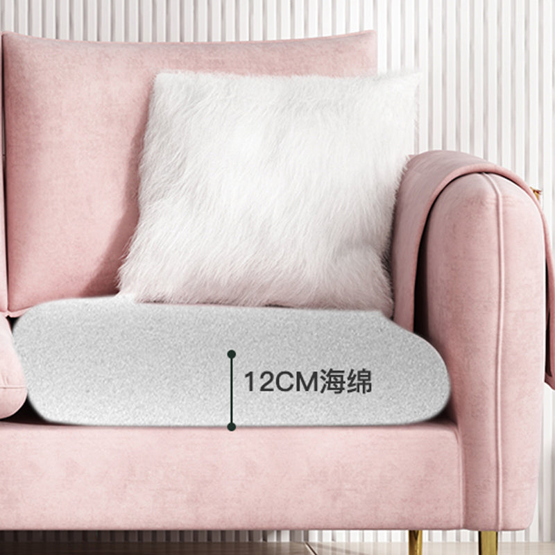 Scandinavian Velvet Sofa with 3 Pillows and Storage for Apartment Clearhalo 'furn' 'furn_sectionals' 'Furniture' 'furniture_sectionals' 'kitchen' 'kitchen_sectionals' 'Living Room Furniture' 'Sectionals' 4773672