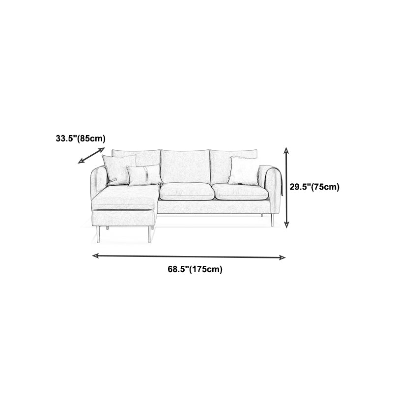 Scandinavian Velvet Sofa with 3 Pillows and Storage for Apartment Clearhalo 'furn' 'furn_sectionals' 'Furniture' 'furniture_sectionals' 'kitchen' 'kitchen_sectionals' 'Living Room Furniture' 'Sectionals' 4773676