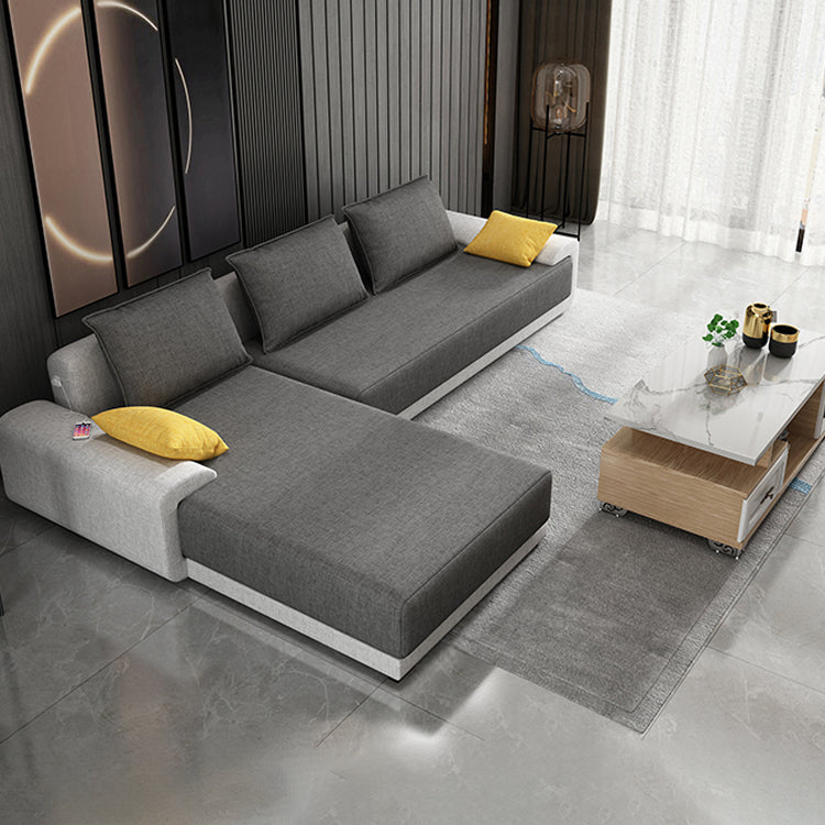 Modern Loose Back Removable Cushions Sofa with Reversible Chaise Slipcovered Sofa Clearhalo 'furn' 'furn_sectionals' 'Furniture' 'furniture_sectionals' 'kitchen' 'kitchen_sectionals' 'Living Room Furniture' 'Sectionals' 4773713