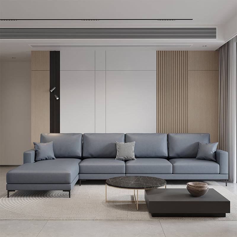 124.02"D x 62.99"W x 35.43"H Fabric Cushions Square Arm Sofa Clearhalo 'furn' 'furn_sectionals' 'Furniture' 'furniture_sectionals' 'kitchen' 'kitchen_sectionals' 'Living Room Furniture' 'Sectionals' 4773729