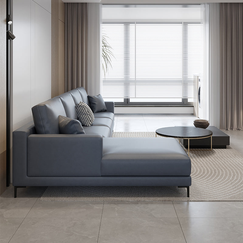 124.02"D x 62.99"W x 35.43"H Fabric Cushions Square Arm Sofa Clearhalo 'furn' 'furn_sectionals' 'Furniture' 'furniture_sectionals' 'kitchen' 'kitchen_sectionals' 'Living Room Furniture' 'Sectionals' 4773730