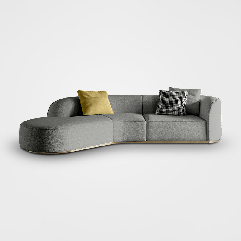 Ultra-Modern Polyester Blend Tight Back Sofa 27.56"High Tuxedo Arm Sofa 110"L x 53"W x 28"H Grey Left Clearhalo 'furn' 'furn_sectionals' 'Furniture' 'furniture_sectionals' 'kitchen' 'kitchen_sectionals' 'Living Room Furniture' 'Sectionals' 4773750
