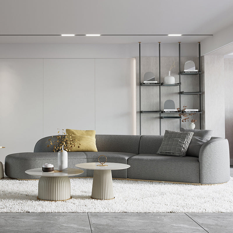 Ultra-Modern Polyester Blend Tight Back Sofa 27.56"High Tuxedo Arm Sofa 134"L x 65"W x 28"H Grey Left Clearhalo 'furn' 'furn_sectionals' 'Furniture' 'furniture_sectionals' 'kitchen' 'kitchen_sectionals' 'Living Room Furniture' 'Sectionals' 4773759