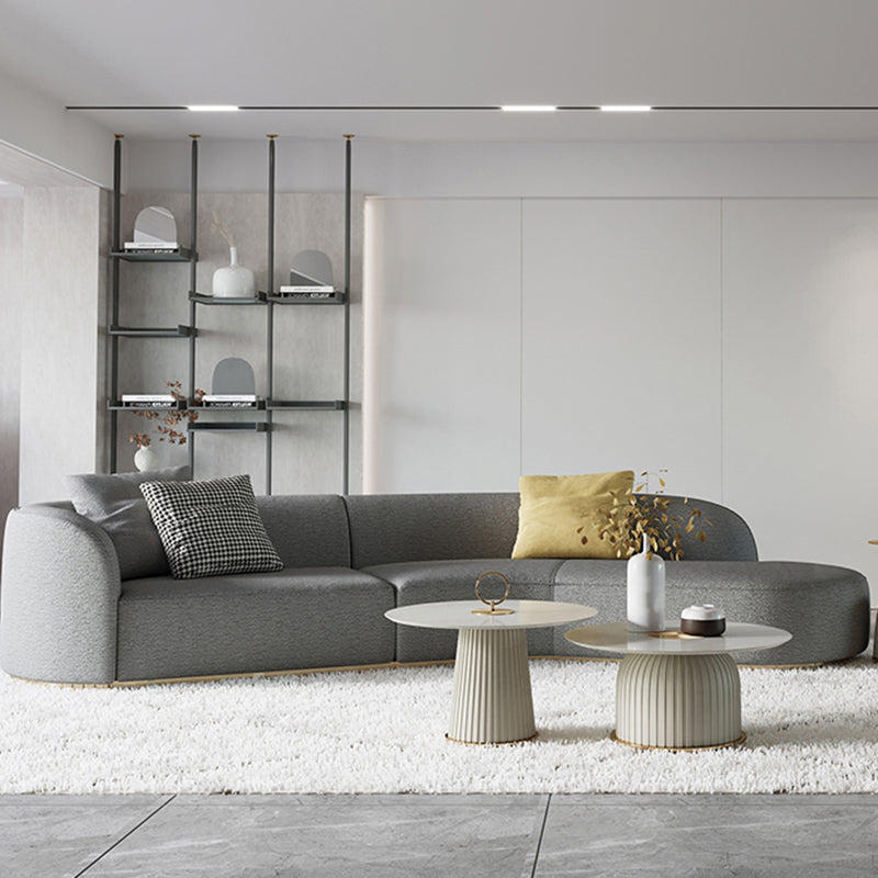 Ultra-Modern Polyester Blend Tight Back Sofa 27.56"High Tuxedo Arm Sofa 110"L x 53"W x 28"H Grey Right Clearhalo 'furn' 'furn_sectionals' 'Furniture' 'furniture_sectionals' 'kitchen' 'kitchen_sectionals' 'Living Room Furniture' 'Sectionals' 4773760