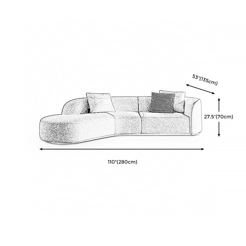 Ultra-Modern Polyester Blend Tight Back Sofa 27.56"High Tuxedo Arm Sofa Clearhalo 'furn' 'furn_sectionals' 'Furniture' 'furniture_sectionals' 'kitchen' 'kitchen_sectionals' 'Living Room Furniture' 'Sectionals' 4773764