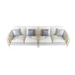 Contemporary Genuine Leather Cushions Sofa 36.61"High Pillow Top Arm Sofa,White 111"L x 37"W x 37"H Symmetrical Clearhalo 'furn' 'furn_sectionals' 'Furniture' 'furniture_sectionals' 'kitchen' 'kitchen_sectionals' 'Living Room Furniture' 'Sectionals' 4773796