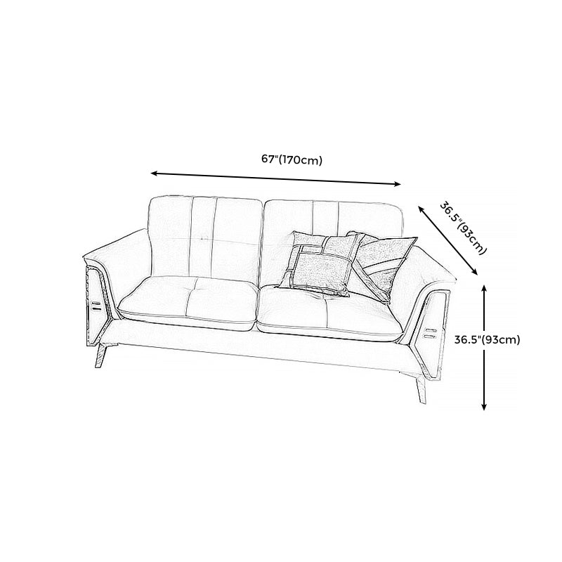 Contemporary Genuine Leather Cushions Sofa 36.61"High Pillow Top Arm Sofa,White Clearhalo 'furn' 'furn_sectionals' 'Furniture' 'furniture_sectionals' 'kitchen' 'kitchen_sectionals' 'Living Room Furniture' 'Sectionals' 4773811
