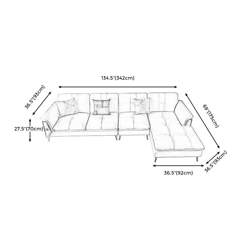 Contemporary Genuine Leather Cushions Sofa 36.61"High Pillow Top Arm Sofa,White Clearhalo 'furn' 'furn_sectionals' 'Furniture' 'furniture_sectionals' 'kitchen' 'kitchen_sectionals' 'Living Room Furniture' 'Sectionals' 4773815