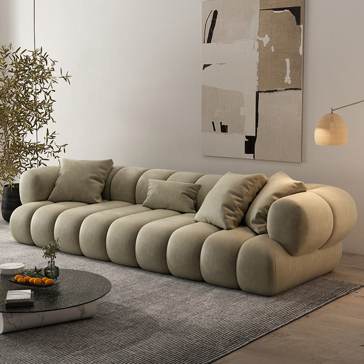 Scandinavian Green Sofa with Tuxedo Arm and Sewn Pillow Back Clearhalo 'furn' 'furn_sectionals' 'Furniture' 'furniture_sectionals' 'kitchen' 'kitchen_sectionals' 'Living Room Furniture' 'Sectionals' 4773819