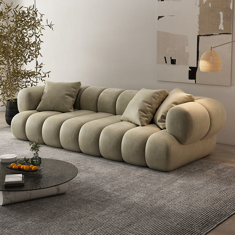 Scandinavian Green Sofa with Tuxedo Arm and Sewn Pillow Back Clearhalo 'furn' 'furn_sectionals' 'Furniture' 'furniture_sectionals' 'kitchen' 'kitchen_sectionals' 'Living Room Furniture' 'Sectionals' 4773822