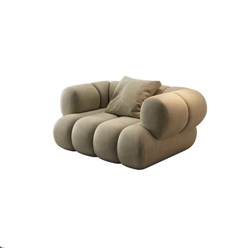 Scandinavian Green Sofa with Tuxedo Arm and Sewn Pillow Back Clearhalo 'furn' 'furn_sectionals' 'Furniture' 'furniture_sectionals' 'kitchen' 'kitchen_sectionals' 'Living Room Furniture' 'Sectionals' 4773824