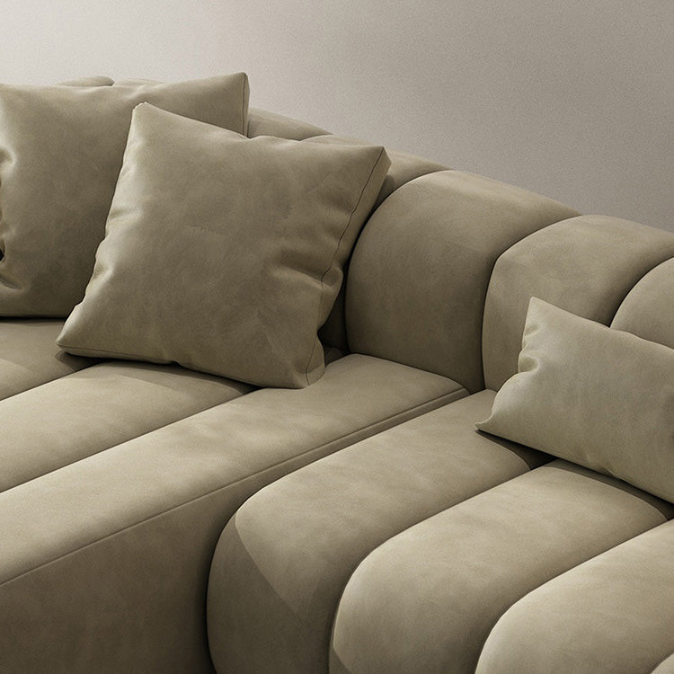 Scandinavian Green Sofa with Tuxedo Arm and Sewn Pillow Back Clearhalo 'furn' 'furn_sectionals' 'Furniture' 'furniture_sectionals' 'kitchen' 'kitchen_sectionals' 'Living Room Furniture' 'Sectionals' 4773828