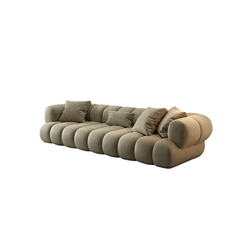 Scandinavian Green Sofa with Tuxedo Arm and Sewn Pillow Back Clearhalo 'furn' 'furn_sectionals' 'Furniture' 'furniture_sectionals' 'kitchen' 'kitchen_sectionals' 'Living Room Furniture' 'Sectionals' 4773832