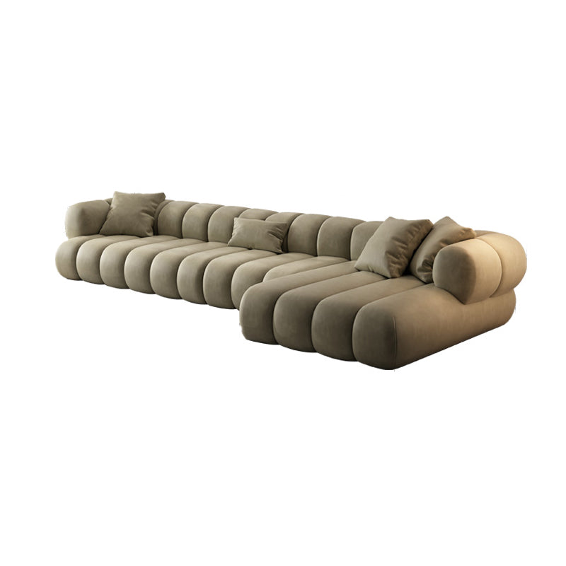 Scandinavian Green Sofa with Tuxedo Arm and Sewn Pillow Back Clearhalo 'furn' 'furn_sectionals' 'Furniture' 'furniture_sectionals' 'kitchen' 'kitchen_sectionals' 'Living Room Furniture' 'Sectionals' 4773835