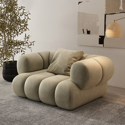 Scandinavian Green Sofa with Tuxedo Arm and Sewn Pillow Back 57"L x 37"W x 26"H Clearhalo 'furn' 'furn_sectionals' 'Furniture' 'furniture_sectionals' 'kitchen' 'kitchen_sectionals' 'Living Room Furniture' 'Sectionals' 4773836