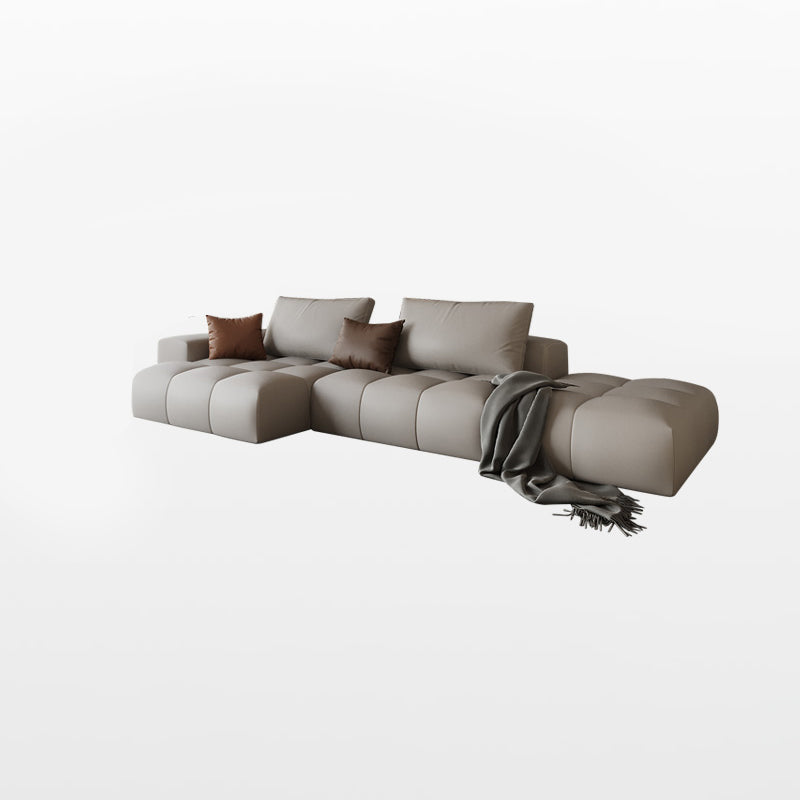 American Traditional Faux Leather Cushions Sofa 37.4"High Square Arm Sofa,White Left Clearhalo 'furn' 'furn_sectionals' 'Furniture' 'furniture_sectionals' 'kitchen' 'kitchen_sectionals' 'Living Room Furniture' 'Sectionals' 4773850