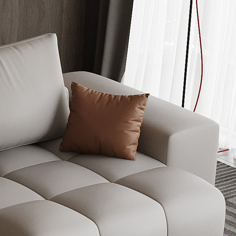 American Traditional Faux Leather Cushions Sofa 37.4"High Square Arm Sofa,White Clearhalo 'furn' 'furn_sectionals' 'Furniture' 'furniture_sectionals' 'kitchen' 'kitchen_sectionals' 'Living Room Furniture' 'Sectionals' 4773857