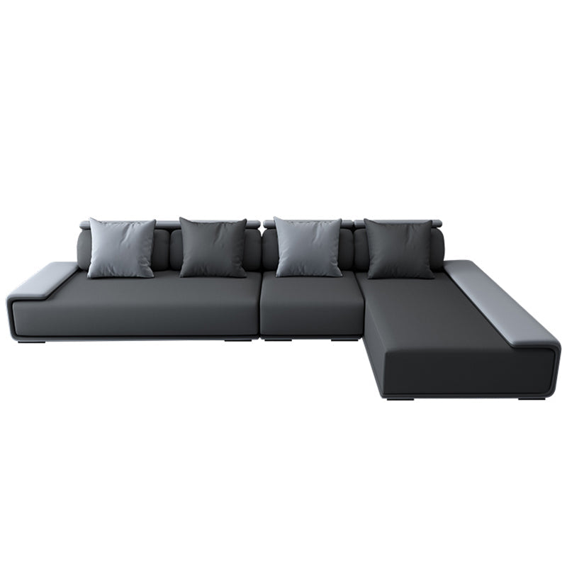 Contemporary Industrial Fabric Sofa with Bolster Pillows 29.53"High Pillow Top Arm Sofa Clearhalo 'furn' 'furn_sectionals' 'Furniture' 'furniture_sectionals' 'kitchen' 'kitchen_sectionals' 'Living Room Furniture' 'Sectionals' 4773868