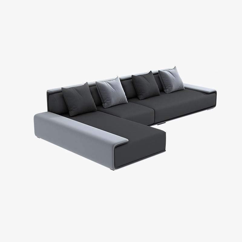 Contemporary Industrial Fabric Sofa with Bolster Pillows 29.53"High Pillow Top Arm Sofa Clearhalo 'furn' 'furn_sectionals' 'Furniture' 'furniture_sectionals' 'kitchen' 'kitchen_sectionals' 'Living Room Furniture' 'Sectionals' 4773869