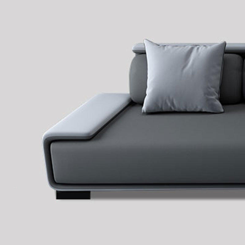 Contemporary Industrial Fabric Sofa with Bolster Pillows 29.53"High Pillow Top Arm Sofa Clearhalo 'furn' 'furn_sectionals' 'Furniture' 'furniture_sectionals' 'kitchen' 'kitchen_sectionals' 'Living Room Furniture' 'Sectionals' 4773871