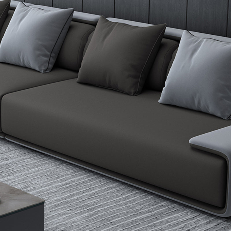 Contemporary Industrial Fabric Sofa with Bolster Pillows 29.53"High Pillow Top Arm Sofa Clearhalo 'furn' 'furn_sectionals' 'Furniture' 'furniture_sectionals' 'kitchen' 'kitchen_sectionals' 'Living Room Furniture' 'Sectionals' 4773873