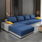 Contemporary Removable Cushions Loose Back Sofa with Reversible Chaise for Living Room Dark Blue Cotton Blend Clearhalo 'furn' 'furn_sectionals' 'Furniture' 'furniture_sectionals' 'kitchen' 'kitchen_sectionals' 'Living Room Furniture' 'Sectionals' 4773883