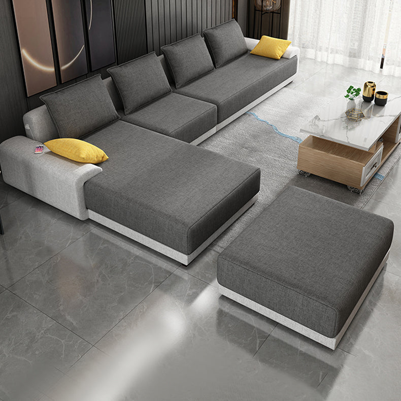 Contemporary Removable Cushions Loose Back Sofa with Reversible Chaise for Living Room Clearhalo 'furn' 'furn_sectionals' 'Furniture' 'furniture_sectionals' 'kitchen' 'kitchen_sectionals' 'Living Room Furniture' 'Sectionals' 4773885