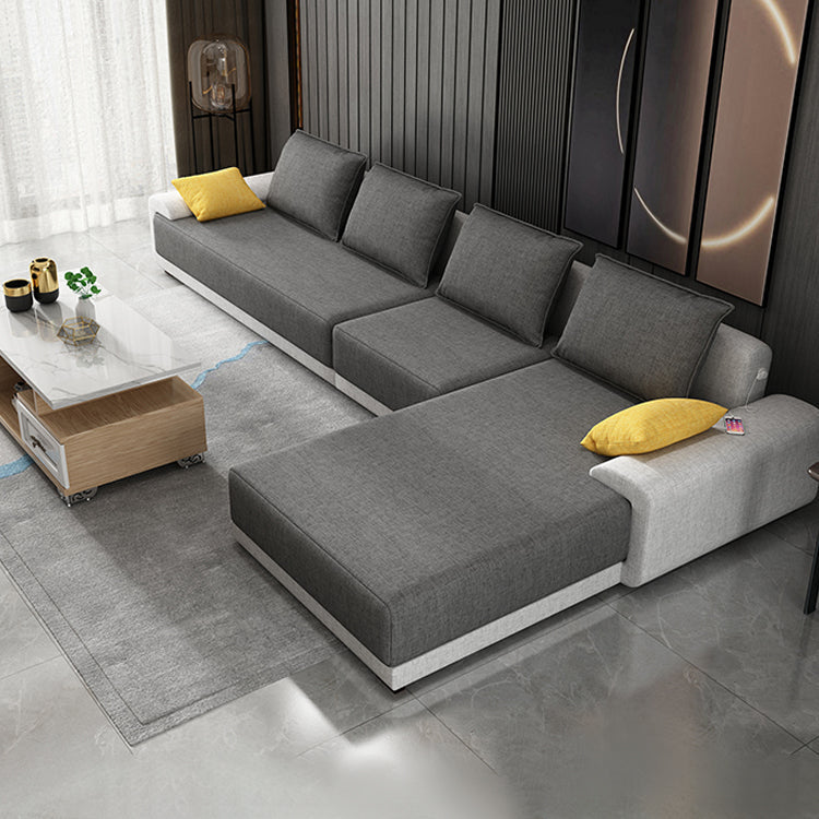 Contemporary Removable Cushions Loose Back Sofa with Reversible Chaise for Living Room Clearhalo 'furn' 'furn_sectionals' 'Furniture' 'furniture_sectionals' 'kitchen' 'kitchen_sectionals' 'Living Room Furniture' 'Sectionals' 4773888