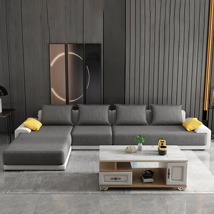 Contemporary Removable Cushions Loose Back Sofa with Reversible Chaise for Living Room Clearhalo 'furn' 'furn_sectionals' 'Furniture' 'furniture_sectionals' 'kitchen' 'kitchen_sectionals' 'Living Room Furniture' 'Sectionals' 4773891