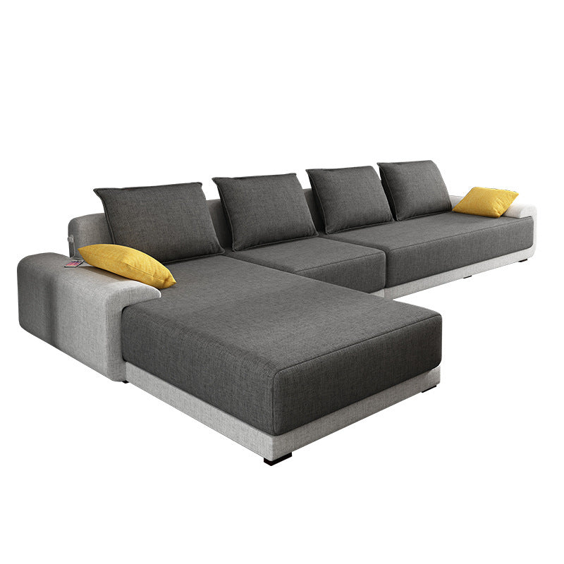 Contemporary Removable Cushions Loose Back Sofa with Reversible Chaise for Living Room Clearhalo 'furn' 'furn_sectionals' 'Furniture' 'furniture_sectionals' 'kitchen' 'kitchen_sectionals' 'Living Room Furniture' 'Sectionals' 4773892