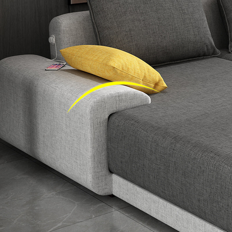 Contemporary Removable Cushions Loose Back Sofa with Reversible Chaise for Living Room Clearhalo 'furn' 'furn_sectionals' 'Furniture' 'furniture_sectionals' 'kitchen' 'kitchen_sectionals' 'Living Room Furniture' 'Sectionals' 4773893