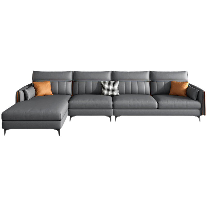 Modern Recessed Arm 4-seat Sectional with Recessed Arm for Living Room 37.8" Clearhalo 'furn' 'furn_sectionals' 'Furniture' 'furniture_sectionals' 'kitchen' 'kitchen_sectionals' 'Living Room Furniture' 'Sectionals' 4773907