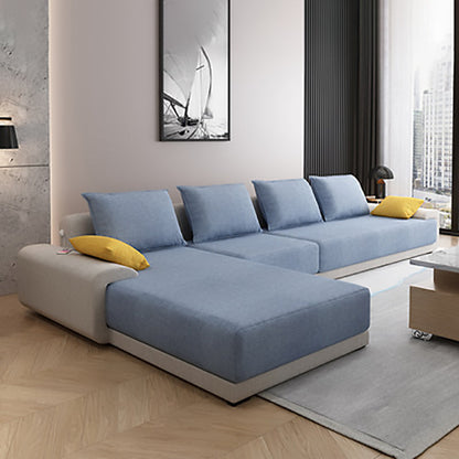 Modern Loose Back Removable Cushions Sofa with Reversible Chaise Blue Cotton Blend Clearhalo 'furn' 'furn_sectionals' 'Furniture' 'furniture_sectionals' 'kitchen' 'kitchen_sectionals' 'Living Room Furniture' 'Sectionals' 4773921