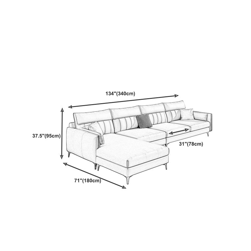 Contemporary Pillow Back Sofa with Recessed Arm for Apartment Clearhalo 'Furniture' 'furniture_sectionals' 'kitchen' 'kitchen_sectionals' 'Living Room Furniture' 'Sectionals' 4773938