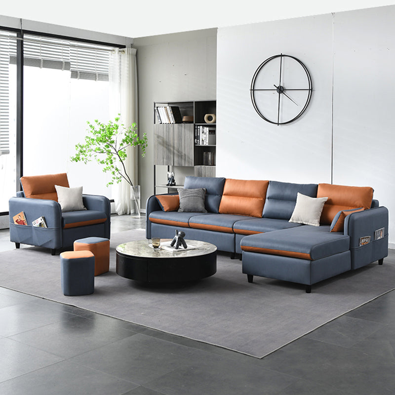102.36"D x 62.99"W x 29.53"H Fabric Cushions Square Arm Sofa with Storage Clearhalo 'furn' 'furn_sectionals' 'Furniture' 'furniture_sectionals' 'kitchen' 'kitchen_sectionals' 'Living Room Furniture' 'Sectionals' 4773942