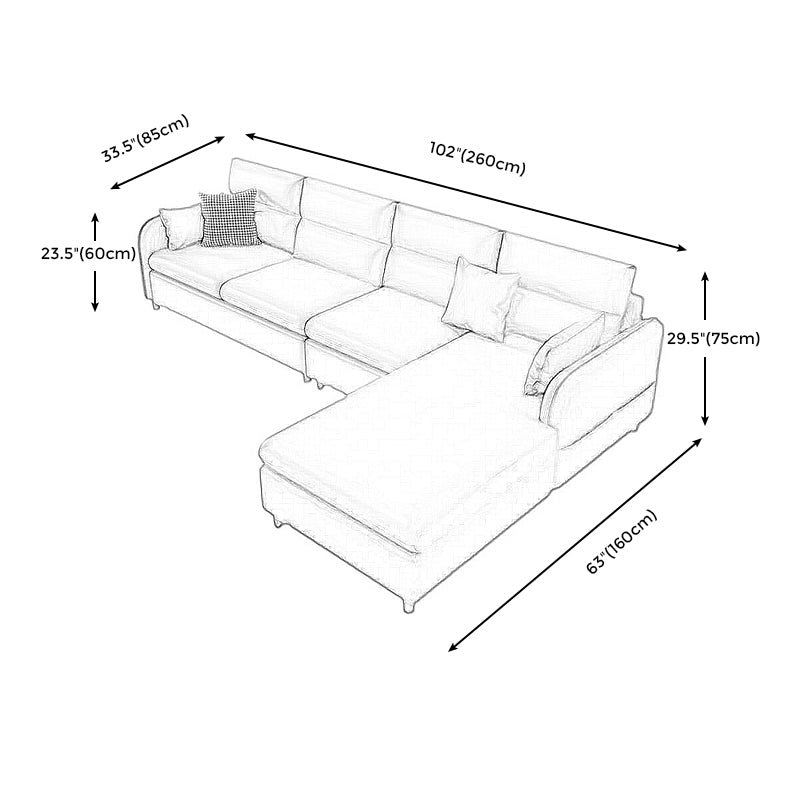 102.36"D x 62.99"W x 29.53"H Fabric Cushions Square Arm Sofa with Storage Clearhalo 'furn' 'furn_sectionals' 'Furniture' 'furniture_sectionals' 'kitchen' 'kitchen_sectionals' 'Living Room Furniture' 'Sectionals' 4773954