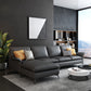 Contemporary Grey Upholstery Sofa with Flared Arm and Faux Leather Dark Gray Clearhalo 'furn' 'furn_sectionals' 'Furniture' 'furniture_sectionals' 'kitchen' 'kitchen_sectionals' 'Living Room Furniture' 'Sectionals' 4773958