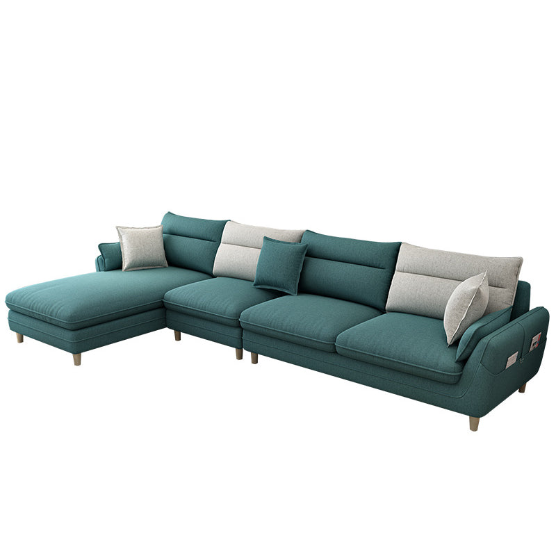 Slipcovered Fabric Sofa and Chaise 3/4-seater Pillow Top Arm Settee Furniture Clearhalo 'furn' 'furn_sectionals' 'Furniture' 'furniture_sectionals' 'kitchen' 'kitchen_sectionals' 'Living Room Furniture' 'Sectionals' 4773971