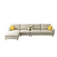Slipcovered Fabric Sofa and Chaise 3/4-seater Pillow Top Arm Settee Furniture 138"L x 71"W x 36"H Yellow Clearhalo 'furn' 'furn_sectionals' 'Furniture' 'furniture_sectionals' 'kitchen' 'kitchen_sectionals' 'Living Room Furniture' 'Sectionals' 4773975