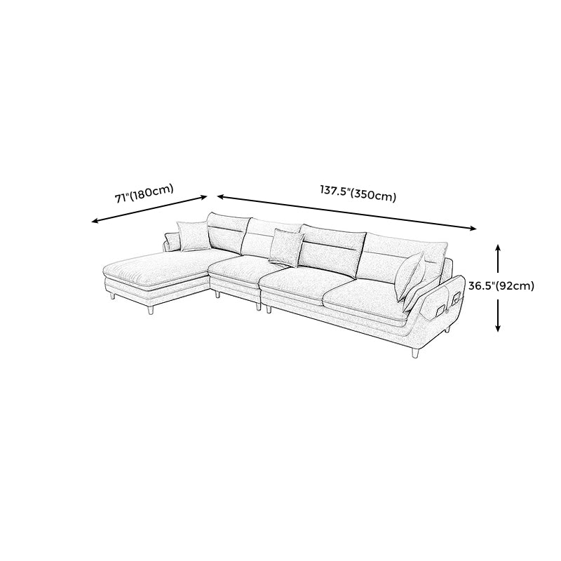 Slipcovered Fabric Sofa and Chaise 3/4-seater Pillow Top Arm Settee Furniture Clearhalo 'furn' 'furn_sectionals' 'Furniture' 'furniture_sectionals' 'kitchen' 'kitchen_sectionals' 'Living Room Furniture' 'Sectionals' 4773982