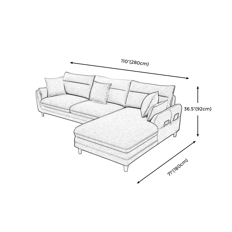 Slipcovered Fabric Sofa and Chaise 3/4-seater Pillow Top Arm Settee Furniture Clearhalo 'furn' 'furn_sectionals' 'Furniture' 'furniture_sectionals' 'kitchen' 'kitchen_sectionals' 'Living Room Furniture' 'Sectionals' 4773983